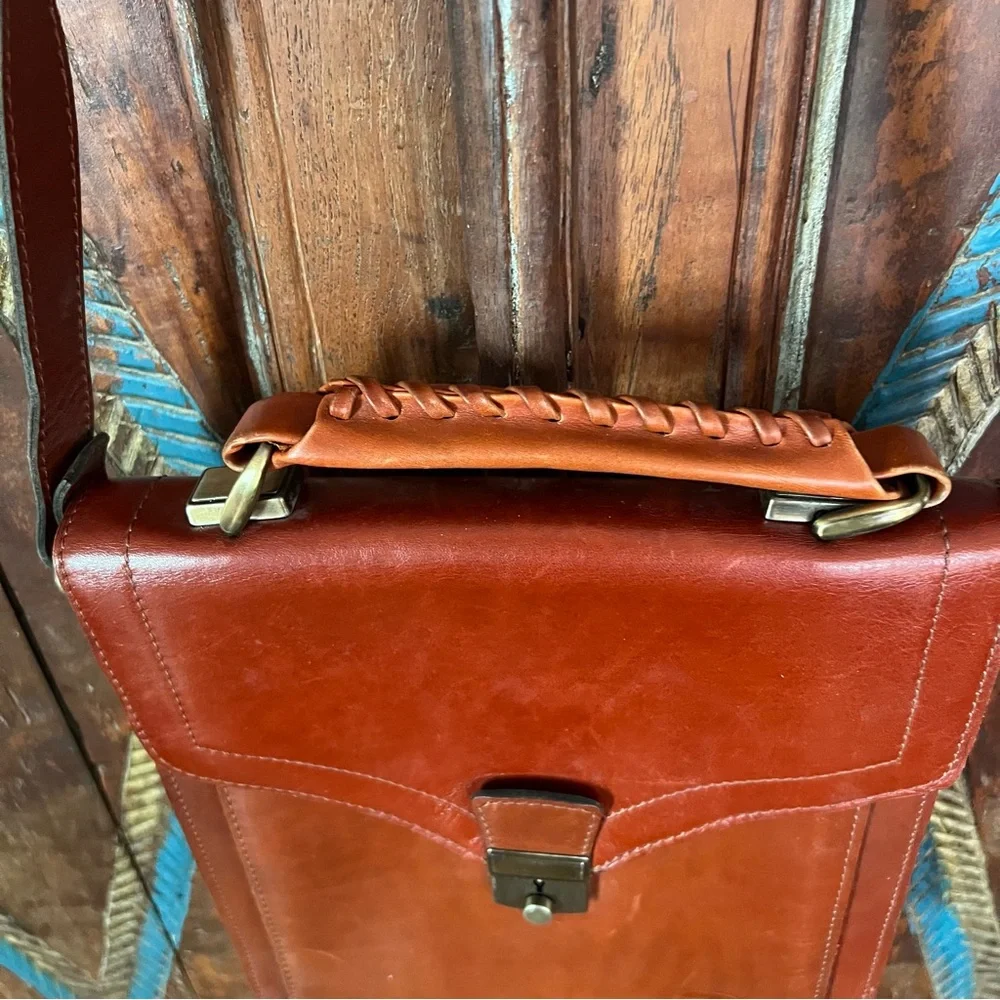 Small Leather Briefcase: Leather Men's Handbag & Brown Shoulder Bag